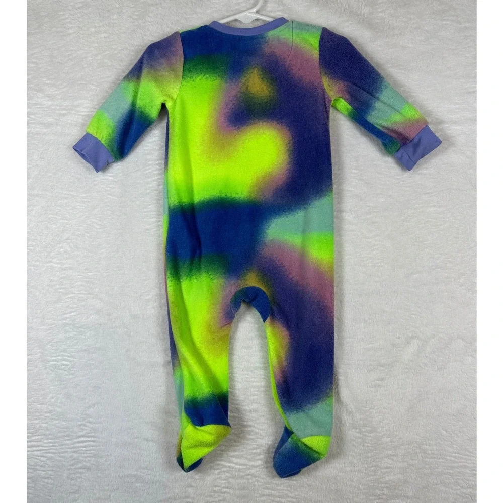 Nike Fleece Footed Sleeper Baby 9M Multi-Color Abstract Spray Paint Design